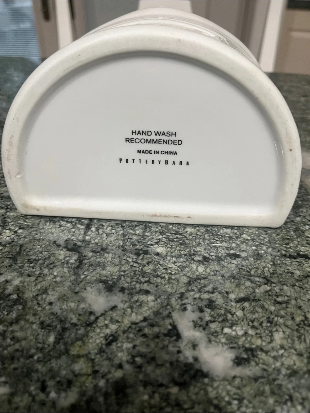 Pottery Barn White Ceramic Salt Holder with Embossed Label